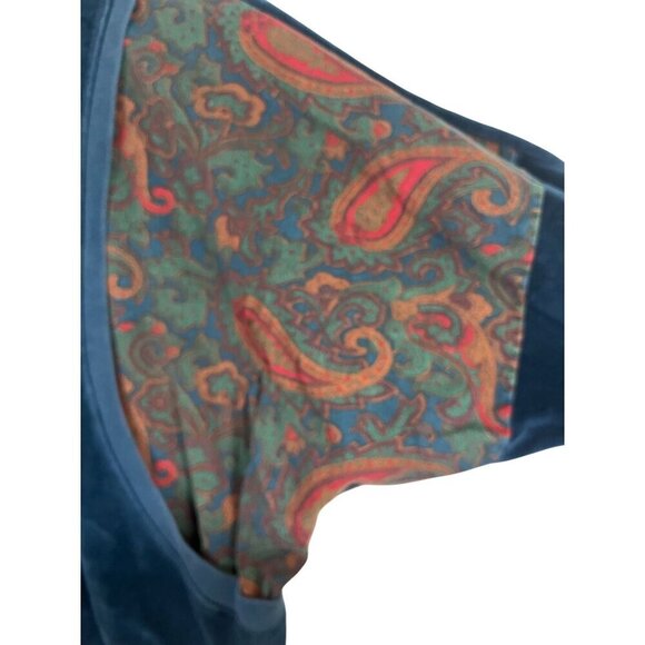 Retro Floral Jacket L Blue Paisley Boho Western Classic Chic Indie Folk Hippie - Picture 7 of 12